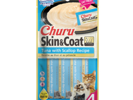 Churu Cat Tuna & Scallop Skin & Coat Puree 4 x 14g For Cheap